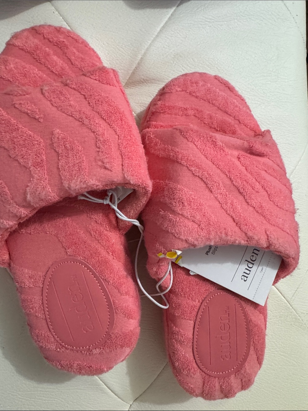 Auden Women's Plush Slide Slippers in Coral